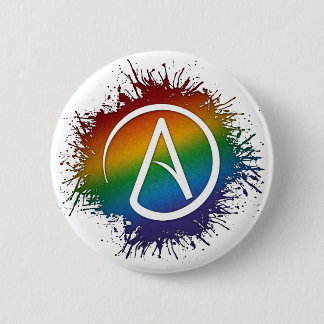 Macaron Rond 5 Cm Symbole athée de l'arc-en-ciel LGBTQ Pride Peintur