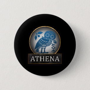 Macaron Rond 5 Cm Symbole Athéna Owl De La Déesse Grecque De La Sage