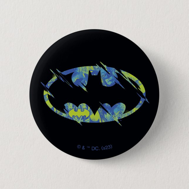 Macaron Rond 5 Cm Symbole Batman Électrique (Devant)