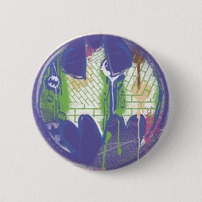 Macaron Rond 5 Cm Symbole Batman | Logo circulaire violet (Devant)