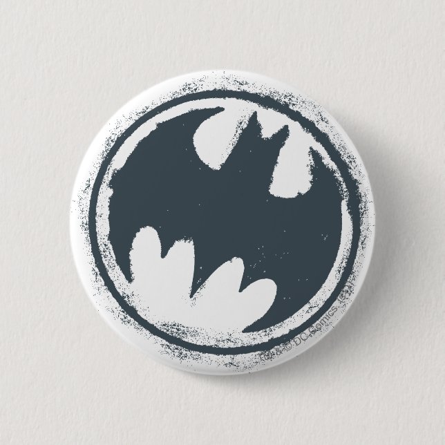 Macaron Rond 5 Cm Symbole Batman | Logo Grey Grunge (Devant)