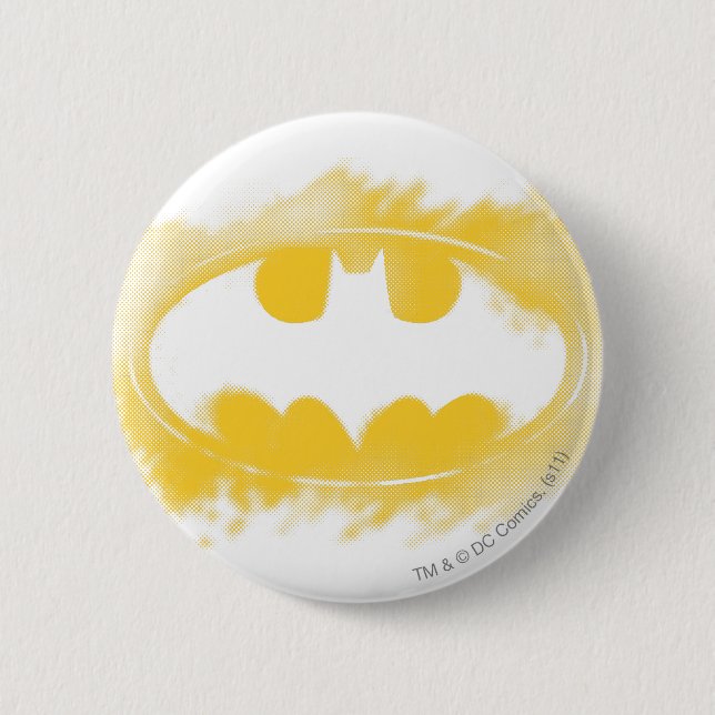Macaron Rond 5 Cm Symbole Batman | Logo noir et jaune (Devant)
