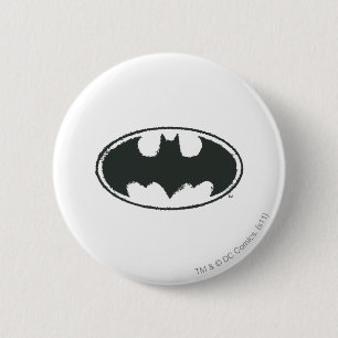 Macaron Rond 5 Cm Symbole Batman   Logo noir Spray
