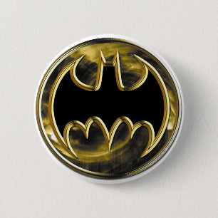 Macaron Rond 5 Cm Symbole Batman   Logo Or