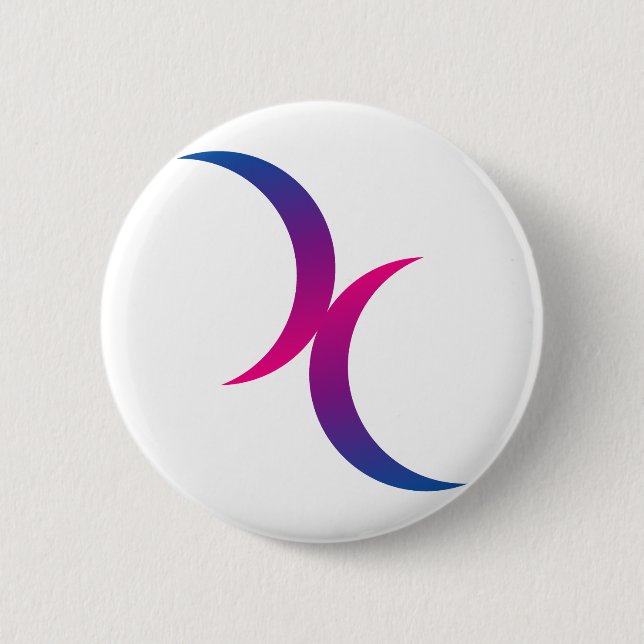 Macaron Rond 5 Cm Symbole bisexuel de lune (Devant)