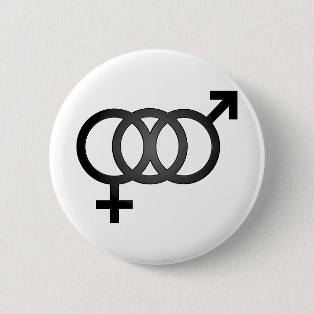 Macaron Rond 5 Cm Symbole bisexuel noir (Devant)
