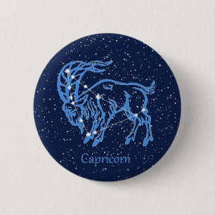 Macaron Rond 5 Cm Symbole Capricorne Constellation et Zodiaque avec 