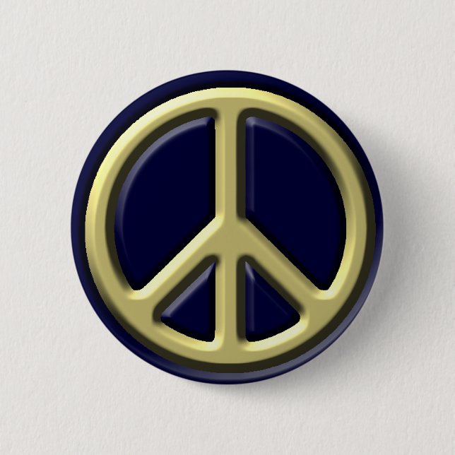 Macaron Rond 5 Cm Symbole classique de paix, or (Devant)