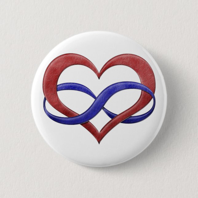 Macaron Rond 5 Cm Symbole coeur infini Polyamory Fierté Drapeau Coul (Devant)