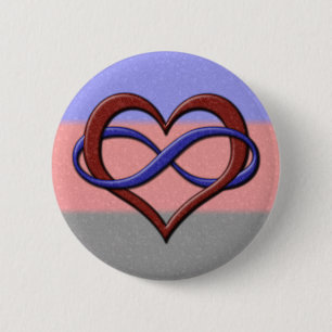 Macaron Rond 5 Cm Symbole coeur infini Polyamory Fierté Drapeau Coul