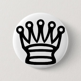 Macaron Rond 5 Cm Symbole couronne d'échecs pièce noire