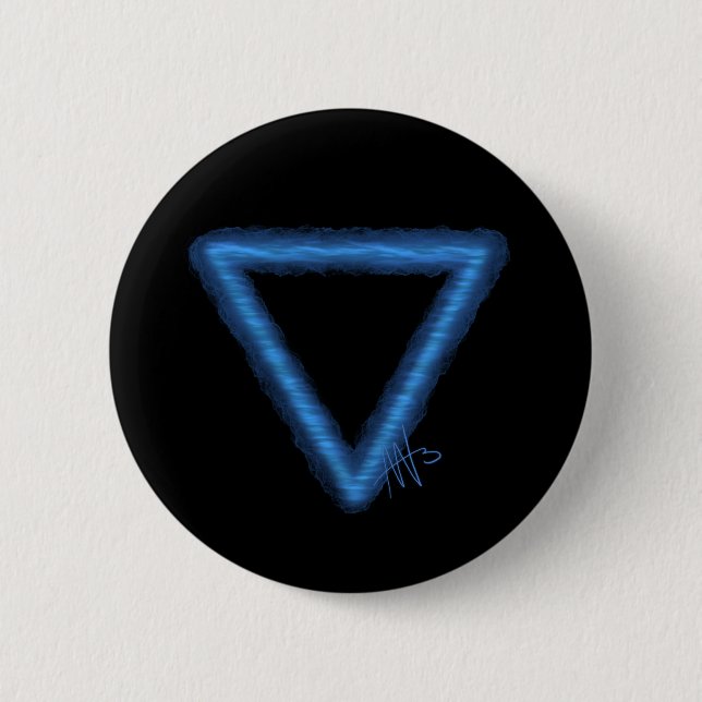 Macaron Rond 5 Cm Symbole d'alchimie des éléments d'eau ondulée (Devant)