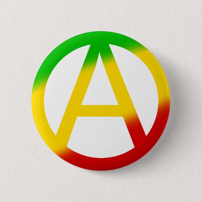 Macaron Rond 5 Cm Symbole d'anarchie de Rasta (Devant)