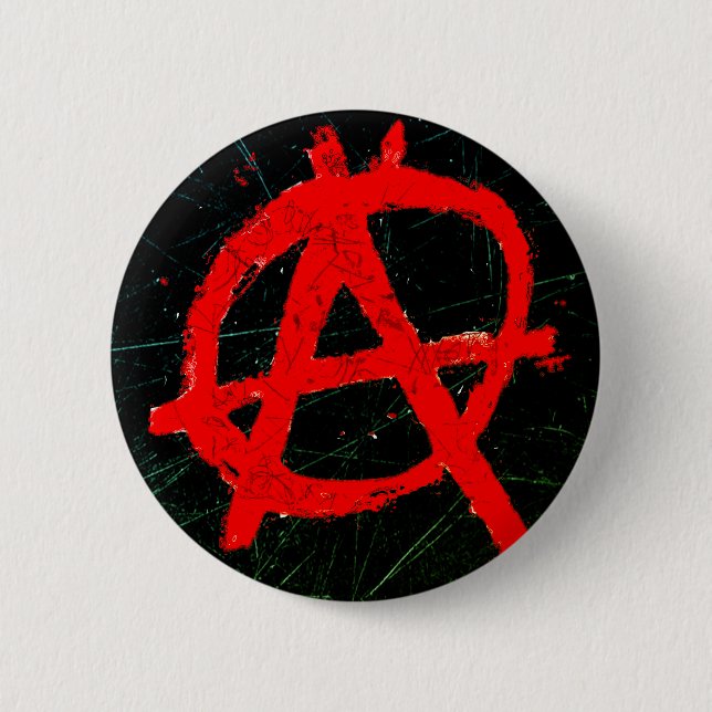 Macaron Rond 5 Cm Symbole d'anarchie rouge grungy (Devant)