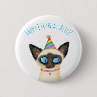 Symbole d'anniversaire joyeux de chaton siamois mi