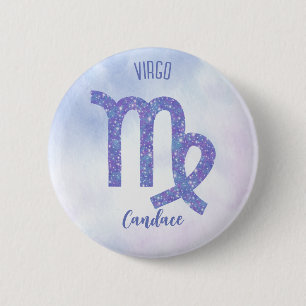 Macaron Rond 5 Cm SYMBOLE D'Astrologie Virgo Cute Personnalisé