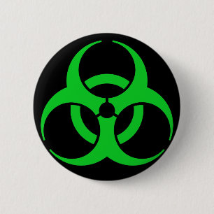 Macaron Rond 5 Cm Symbole de biodanger vert