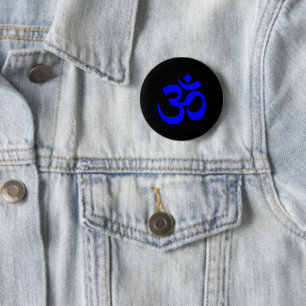 Macaron Rond 5 Cm Symbole de Black and Blue Om