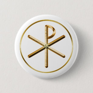 Macaron Rond 5 Cm Symbole de Gold Chi-Rho
