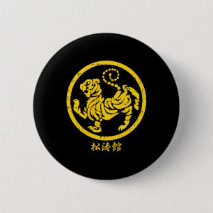 Macaron Rond 5 Cm Symbole de karaté Shotokan Tiger en or A
