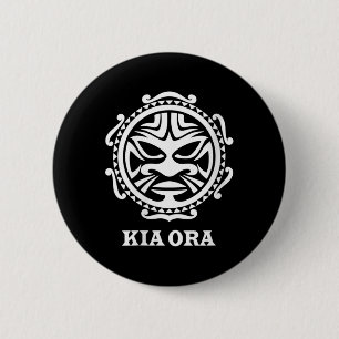 Macaron Rond 5 Cm Symbole de la culture maorie Kia Ora féminin Danse