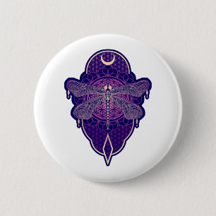 Macaron Rond 5 Cm Symbole de la Fleur Mandala de Vie Géométrique