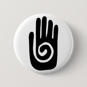 Macaron Rond 5 Cm symbole de la main Hopi guérison spirale paume amé