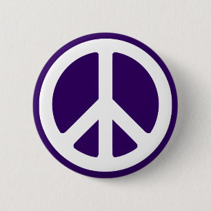 Macaron Rond 5 Cm Symbole de la paix blanc sur fond violet foncé