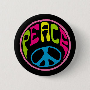 Macaron Rond 5 Cm SYMBOLE DE LA PAIX Hippie