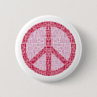Macaron Rond 5 Cm Symbole de la paix (rouge)