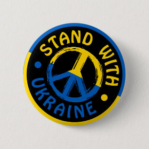 Macaron Rond 5 Cm Symbole de la paix Ukraine : Rejoignez l'Ukraine