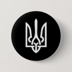 Macaron Rond 5 Cm Symbole de la Trident ukrainienne - Tryzub ukraini