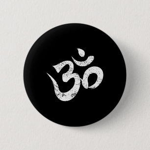 Macaron Rond 5 Cm Symbole de méditation Ohm Aum spirituel indien bou
