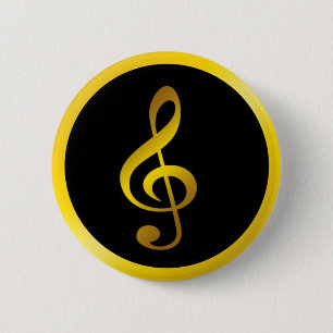 Macaron Rond 5 Cm Symbole de musique Clef Notes en noir or