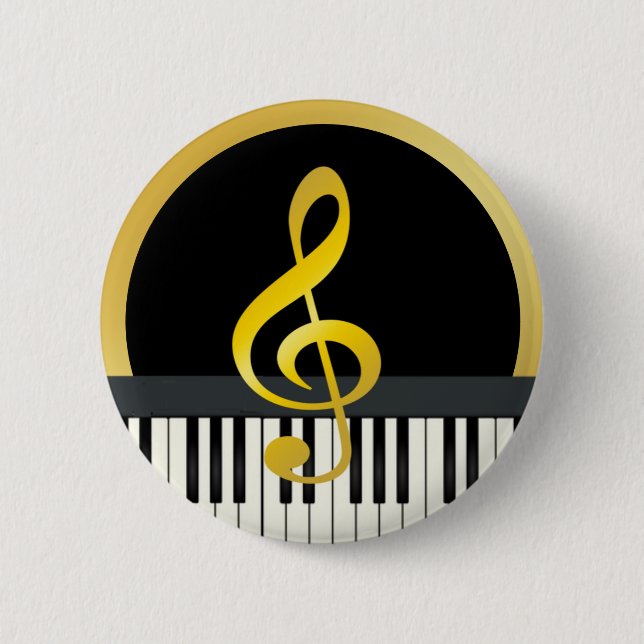 Macaron Rond 5 Cm Symbole de musique Piano Board Clef Notes (Devant)