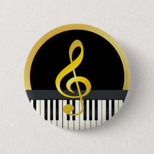 Macaron Rond 5 Cm Symbole de musique Piano Board Clef Notes