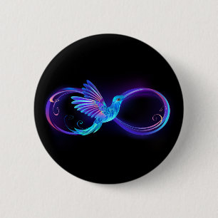 Macaron Rond 5 Cm Symbole de Neon Infinity par Glowing Hummingbird