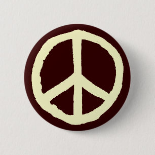 Macaron Rond 5 Cm Symbole de paix approximatif - crème sur le brun