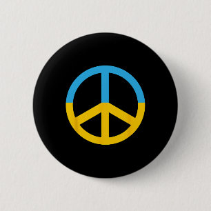 Macaron Rond 5 Cm Symbole de paix avec les couleurs du drapeau ukrai