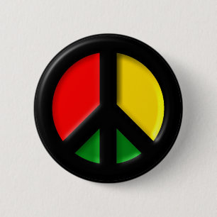 Macaron Rond 5 Cm Symbole de paix CND de Rasta Ban