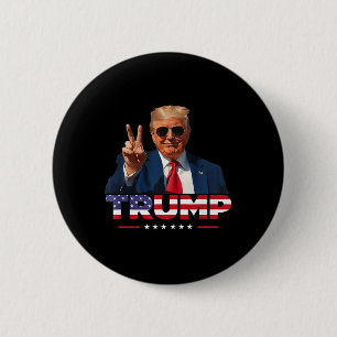Macaron Rond 5 Cm SYMBOLE DE PAIX DE Trump MAIN Drapeau américain Tr