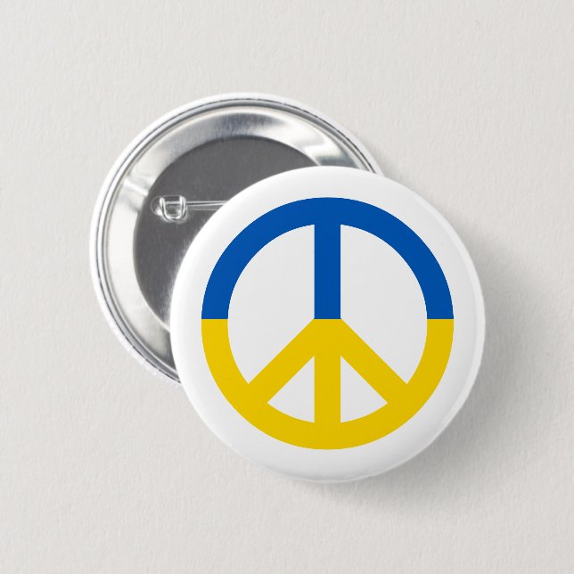 Macaron Rond 5 Cm Symbole de paix du drapeau bleu ukrainien (Devant & derrière)