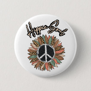 Macaron Rond 5 Cm SYMBOLE DE PAIX Hippie Soul Tournesol