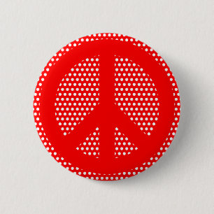 Macaron Rond 5 Cm Symbole de paix rouge et blanc