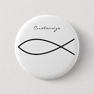 Macaron Rond 5 Cm Symbole de poisson chrétien Ichthys Thunder_Cove