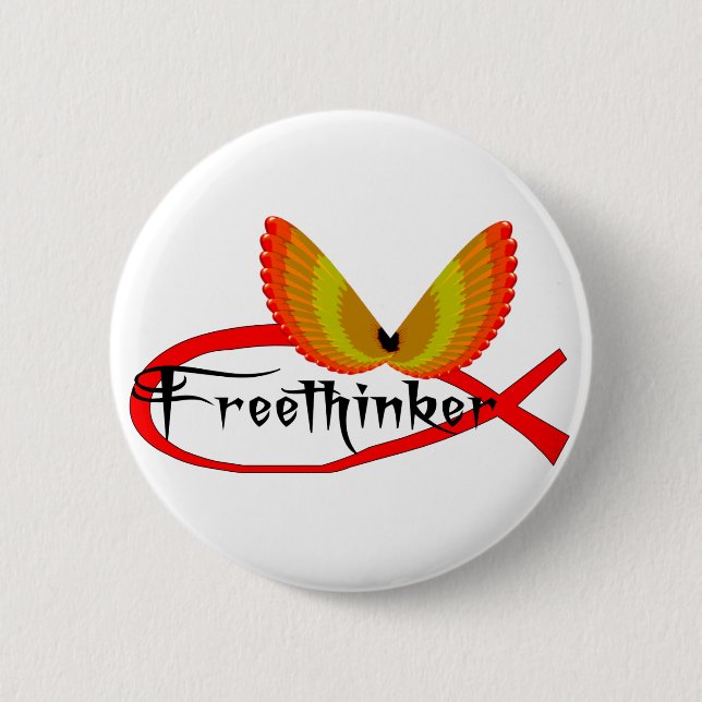Macaron Rond 5 Cm Symbole de poissons de Freethinking (Devant)