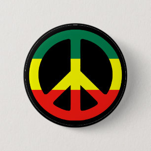 Macaron Rond 5 Cm Symbole de Rasta Peace