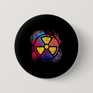 Macaron Rond 5 Cm Symbole de rayonnement de médecine nucléaire color