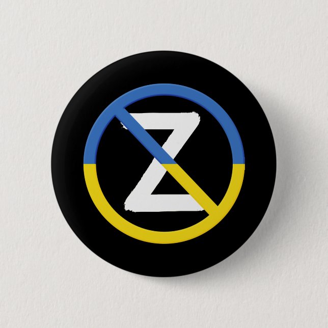 Macaron Rond 5 Cm SYMBOLE DE RÉSISTANCE D'Ukraine : J'Oeuvre Avec L' (Devant)
