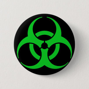 Macaron Rond 5 Cm Symbole de risque biologique vert